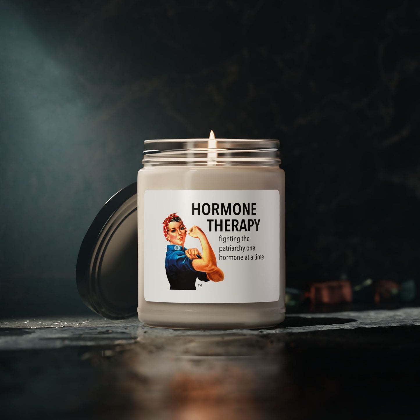 Hormone Therapy Rosie The Riveter Fighting the patriarchy one hormone at a time Candle,  Scented & unscented Soy, 9oz